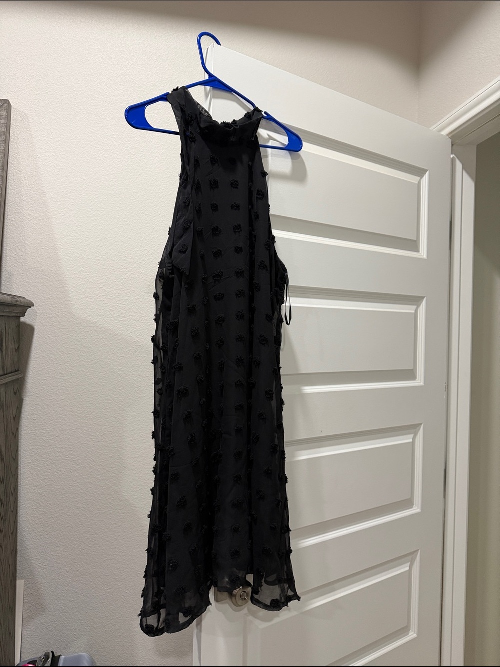 SHEIN Black Textured Halter Mini Dress